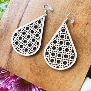 Boho Rattan Teardrop Earrings